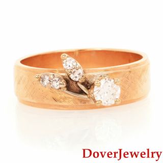 Estate Diamond 14k Yellow Gold Floral Band Ring Nr