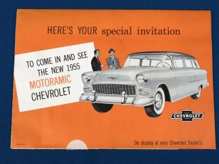 Vtg 1955 Chevrolet Motoramic Car Sales Mail Advertising Brochure Fold Out