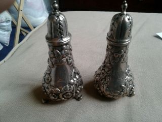 S Kirk And Sons Sterling Silver Repousse Salt And Pepper Shakers