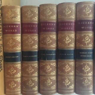 Of Charles Dickens 15 Complete Leather Bound Antique Books Rare Great
