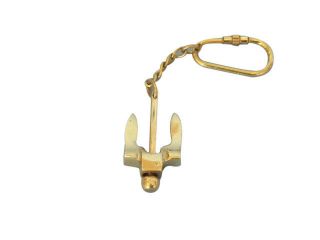 Brass Stockless Anchor Key Chain - Collectible Marine Nautical Key Ring (43)