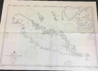 Vintage Hydrographic Map,  Nautical Chart - San Cristobal Island,  Soloman Islands