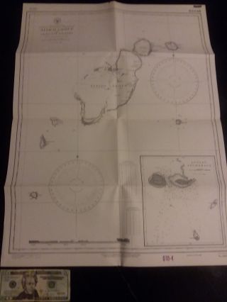Antique Vintage Us Navy Nautical Chart Aeronautical Map Nanigo Islands Pacific