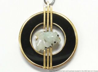 Natural Jadeite Jade 14k Gold Pendant Muttonfat Koi Fish Very Art Deco Antique