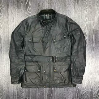 Vintage Belstaff Mens Belted Waxed Cotton Jacket | Biker Retro | 54 2xl Black