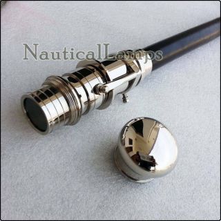 Brass Telescope Handle Walking Stick With Foldable Hidden Spy Wooden Cane Gift