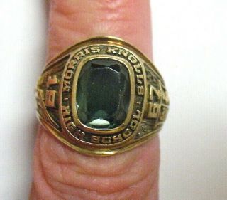 10k Gold Morris Knolls High School Ring 1967 Green Stone Size 6 6.  6 Grams