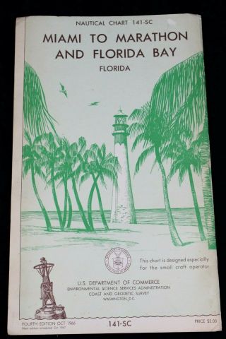 Nautical Chart 141 - Sc Miami To Marathon And Florida Bay Fourth Edition Oct.  1966