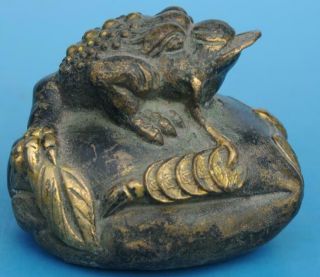 Chinese Old Copper Handwork Carving Sycee And Toad Statue /qianlong Mark E01