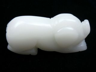 Hetian Jade Hand Carved Large Pendant Sculpture Lovely Seated Piggy 02101902