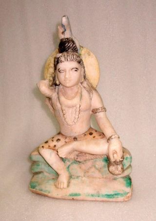 1850 ' s Antique Old Marble Stone Hand Carved Hindu God Shiv Fine Figurine Statue 2