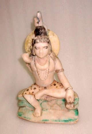 1850 ' s Antique Old Marble Stone Hand Carved Hindu God Shiv Fine Figurine Statue 3
