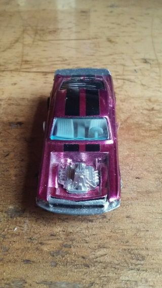 Rare Pink Over Chrome 1969 Hot Wheels Redline Mustang Boss Hoss Louvered Back