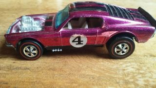 RARE PINK OVER CHROME 1969 HOT WHEELS REDLINE MUSTANG BOSS HOSS LOUVERED BACk 2