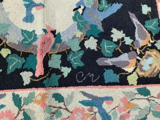 Vintage Retired claire murray hooked rug Garden Series Birdbath 2