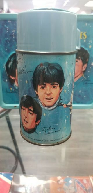 Vintage 1965 Beatles Lunch Box Lunchbox and Thermos 9