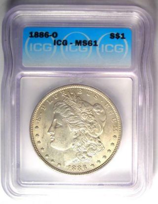 1886 - O Morgan Silver Dollar $1 - ICG MS61 - Rare Date in UNC/BU - $1,  410 Value 2