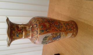 Antique Japanese Satsuma Vase Meiji 12 Inches