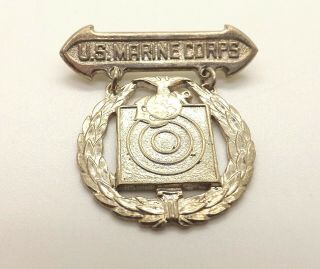 Vintage Us Marine Corp Usmc Shooting Qualification Sterling Silver Badge Medal