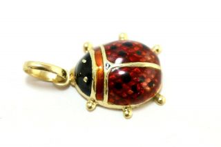Vintage 18k Gold Enamel Ladybug Charm Pendant