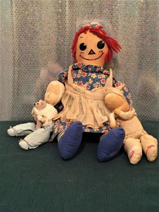 Vintage Raggedy Ann With Two Babies