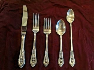 Wallace Sterling Silver Rose Point 5 Piece Place Setting