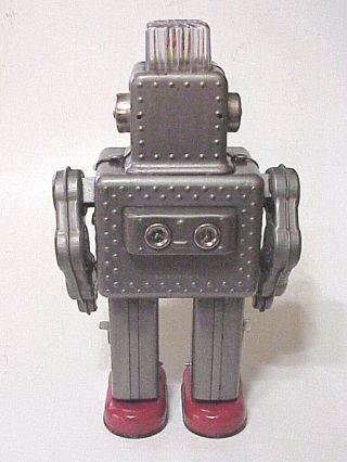 VINTAGE ROBOT LINE MAR CO.  ING JAPAN Tin Toy Battery Operated Smoking 4