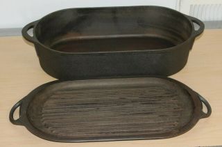 Vintage Sportsman Cast Iron Deep Fish Fryer Pan 3060 Cover Griddle 3093