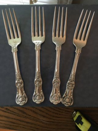 Antique Tiffany & Co.  English King 1885 Set Of 4 Sterling Silver Forks 6 7/8 In