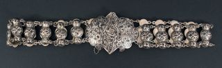 Antique Russian Caucasus Womans,  Handmade Niello Silver Belt & Buckle,  NR 3