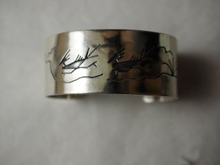 Handmade Sterling Silver Southwest Roadrunner Cuff Bracelet