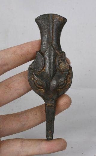 4.  2 " China Hongshan Culture Old Black Meteor Carving Eagle Beast Bird Pendant