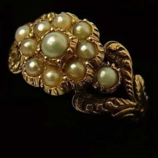Antique Early Victorian 9ct Gold And Pearl Ring