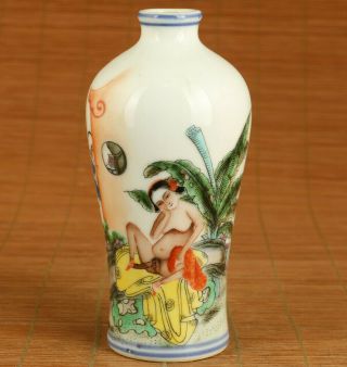 China Old Porcelain Hand Painting Art Sex Woman Statue Noble Vase Decorate Gift