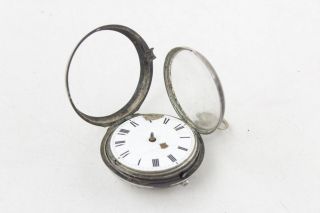 Antique Gents.  925 Sterling Silver Pair Cased Fusee Verge Pocket Watch (119g)