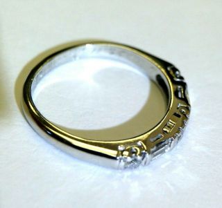 Antique Platinum Baguette and Round Diamond Wedding Ring Band Size 4 5