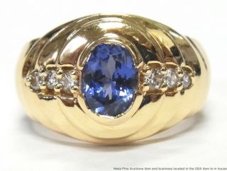 Gem Quality Tanzanite Diamond 14k Gold Ring Ladies Vintage Fashion Size 4