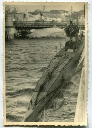 Ww2 Archived Photo Kriegsmarine U Boat At Berth Harbour