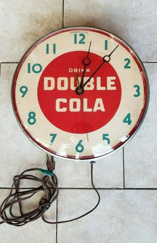 Vintage 1950s - 1960s Drink Double Cola Soda Pam Style Clock Sign