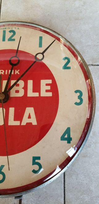 Vintage 1950s - 1960s Drink Double Cola Soda Pam Style Clock Sign 2