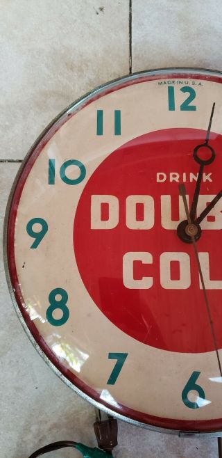 Vintage 1950s - 1960s Drink Double Cola Soda Pam Style Clock Sign 3