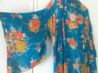 spell designs rare vintage teal JAGGER KIMONO with TIE 4