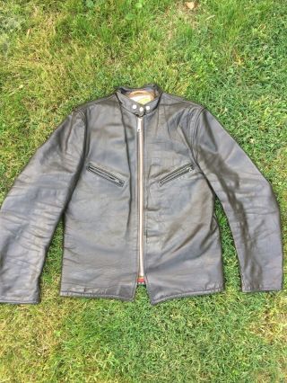 Vintage Schott Perfecto Chocolate Brown Cafe Racer Leather Jacket