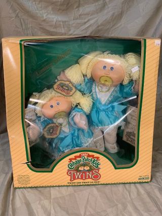 Vintage 1980s Cabbage Patch Limited Edition Pacifier Twins Nib Blue Eyes Rare