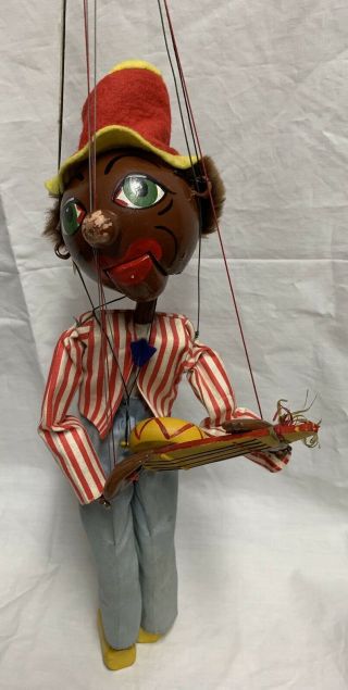 Vintage Handmade String Puppet Black Americana Marionette Folk Art