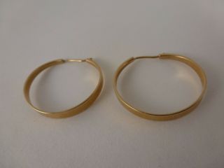 Vintage Ed Levin 14k Yellow Gold Oval Hoop Earrings 26mm 3.  7g