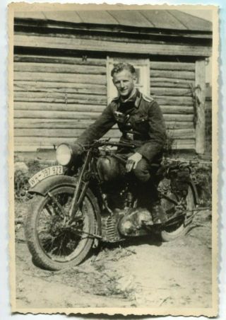 Ww2 Archived Photo Wehrmacht Soldier On Bike