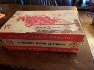 Vintage Tru Scale 406 Combine Tractor Attachment w/ Box Hard to Find Red 7