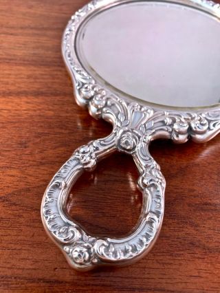 GORHAM CO.  ROUND STERLING SILVER BUTTERCUP HAND MIRROR: PATTERN C17 5