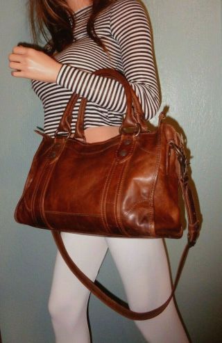 Frye DB147 Melissa Satchel,  Antique Pull Up Leather Cognac NWT $388 4